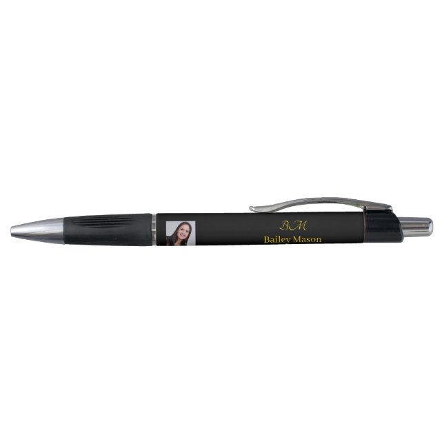  Black gold photo monogram Initial script name pen (Top)