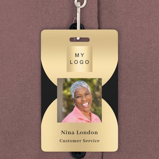 Black gold photo name arch QR code business logo Badge (Creator Uploaded)