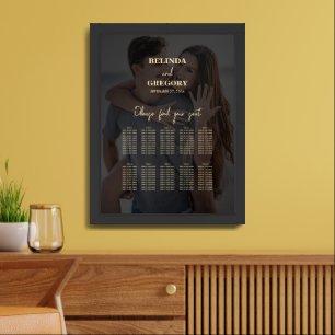 Black Gold Photo Overlay Wedding Seating Chart
