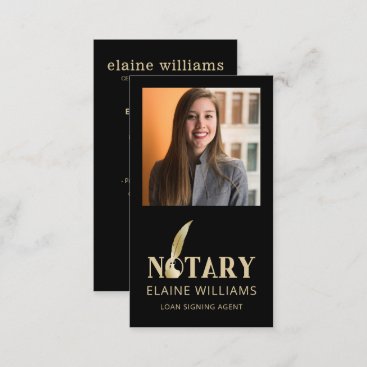 Black Gold Photo QR Notary Loan Signing Agent   Business Card