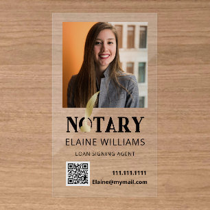 Black Gold Photo QR Notary Loan Signing Agent Clear Business Cards