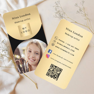 Black gold photo Qr social media logo Business Card