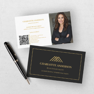 Black Gold Photo Real Estate Agent Business Card