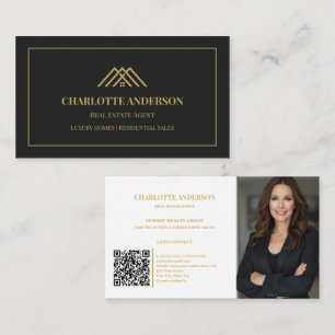 Black Gold Photo Real Estate Agent Business Card