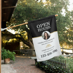 Black Gold Photo Real Estate Agent Business  House Flag