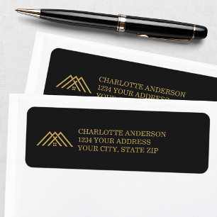 Black Gold Photo Real Estate Agent Business Label