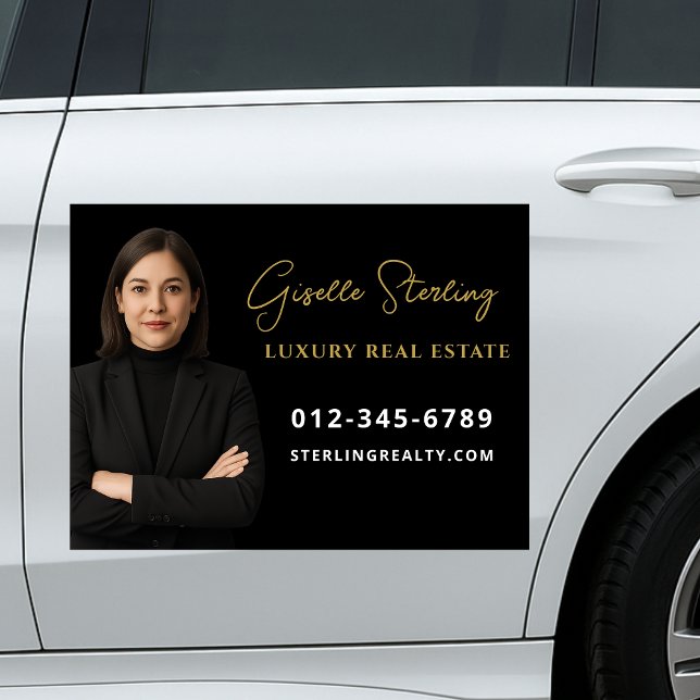 Black Gold Photo Real Estate Agent Car Magnet (Creator Uploaded)