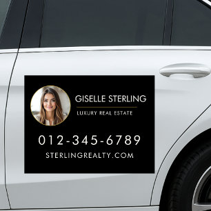 Black Gold Photo Real Estate Agent Car Magnet