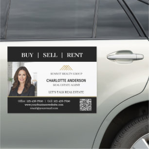 Black Gold Photo Real Estate Agent Open House Car Magnet