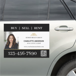 Black Gold Photo Real Estate Agent Open House Car Magnet