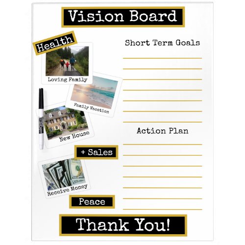 Black Gold Photo Vision Board Goals Action Plan