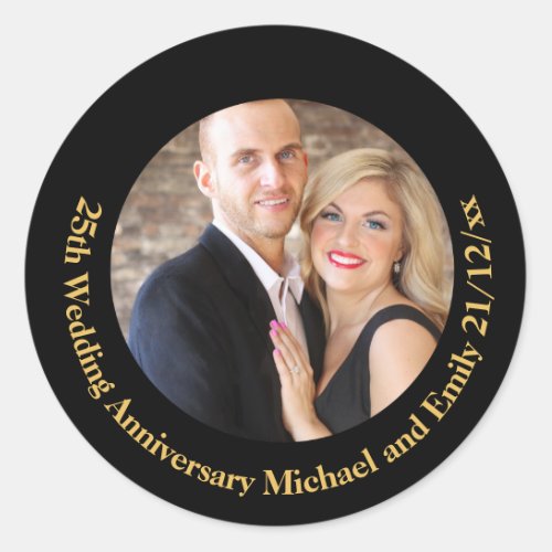 Black Gold PHOTO Wedding Anniversary Stickers