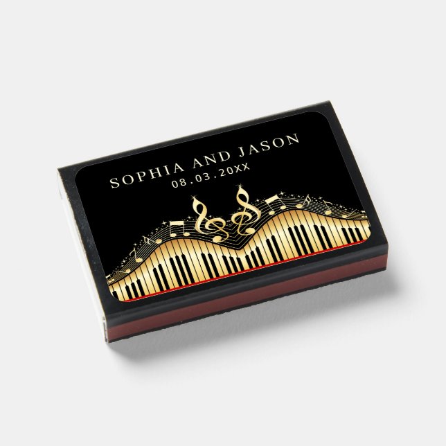 Black & Gold Piano Matchboxes (Front Closed)