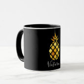 Black gold pineapple name script mug (Front Left)