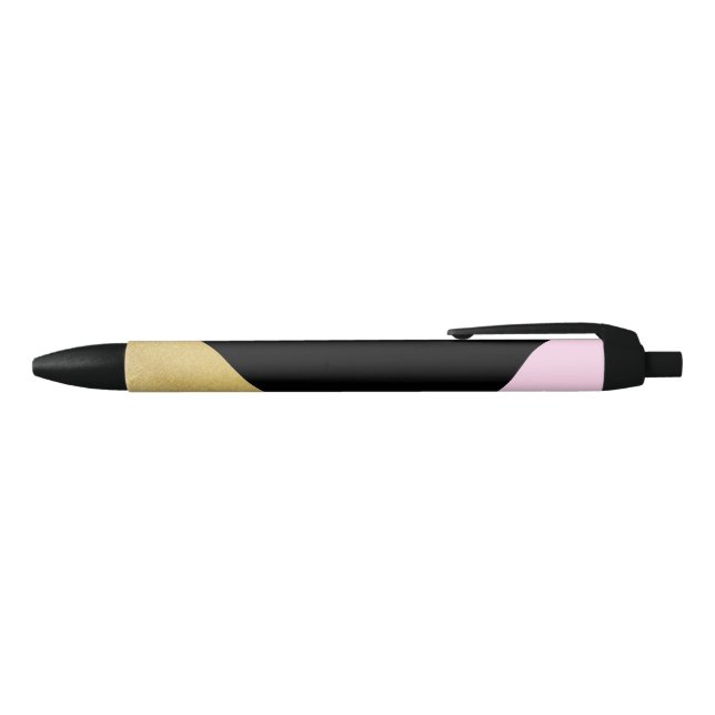 Black Gold & Pink Color Block Mod Glam Triangles Pen (Top)