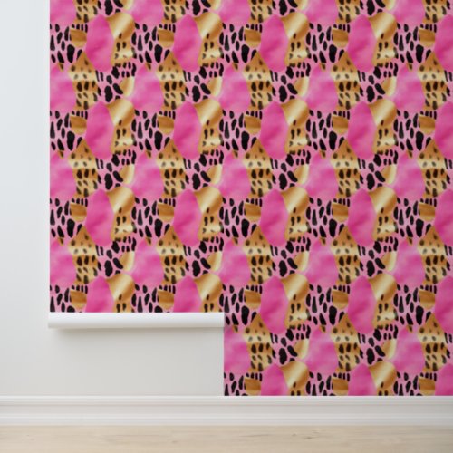 Black Gold Pink Leopard Abstract Wallpaper