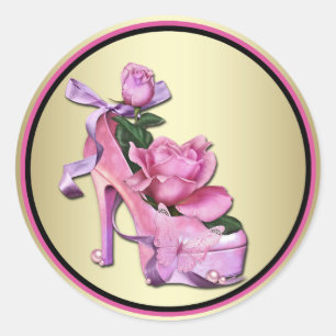 Black Gold Pink Rose Stickers