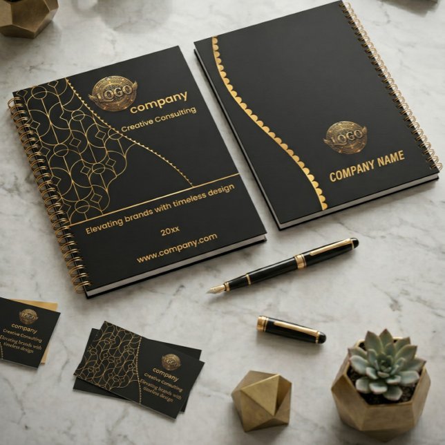 Black & Gold Planner with Customizable Logo (Creator Uploaded)