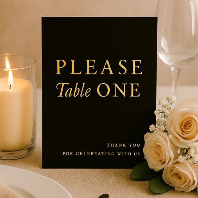 Black & Gold Please Take One Wedding Favor Sign Fo Foil Holiday Card (Creator Uploaded)