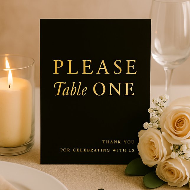 Black & Gold Please Take One Wedding Favor Sign Foil Holiday Card (Creator Uploaded)