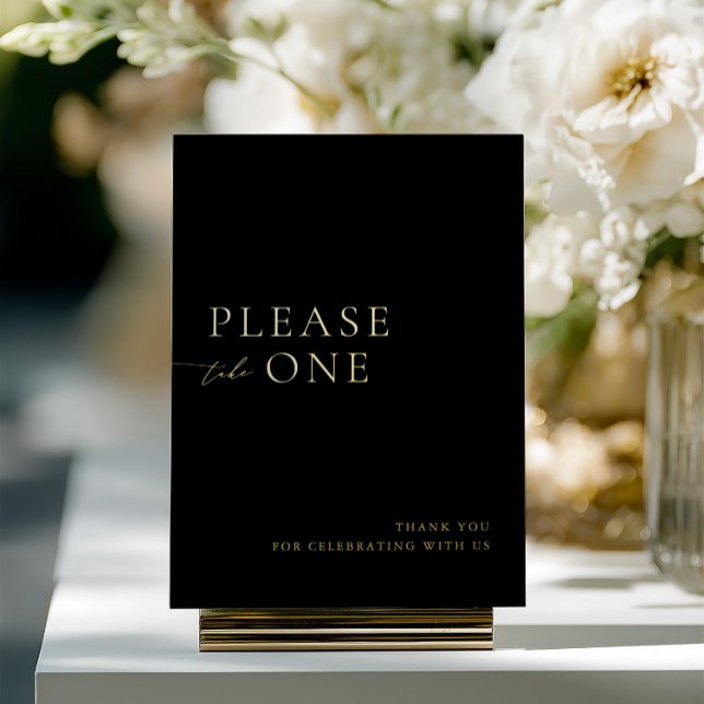 Black & Gold Please Take One Wedding Favor Sign Foil Invitation (Black & Gold Please Take One Wedding Favor Sign Foil )