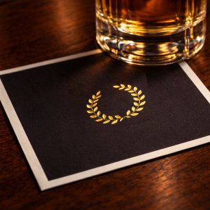 Black & Gold Poker Night Elegant Hosting Decor Napkins
