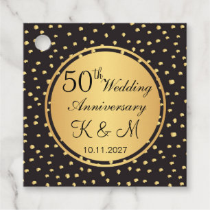 Black & gold polka dots 50th Wedding Anniversary Favor Tags