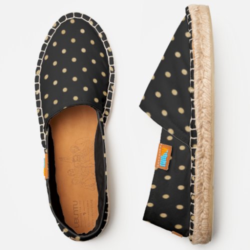 Black Gold Polka Dots Womens Espadrilles