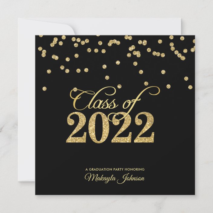 Black & Gold Polkadot Glitter Class of 2022 Party