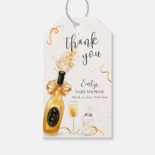 Black Gold Poppin Bottles Champagne Baby Shower Gift Tags