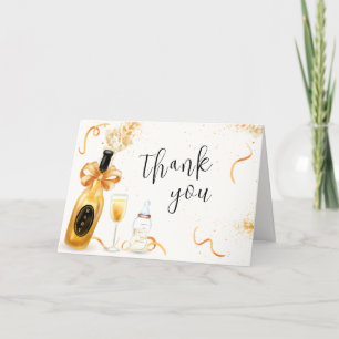 Black Gold Poppin Bottles Champagne Baby Shower  Letterpress Thank You Card