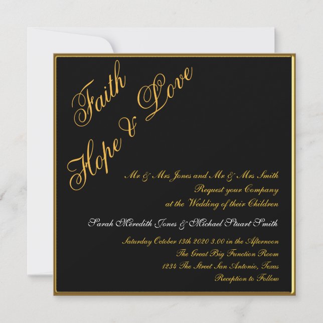 Black Gold Popular Wedding Invitation (Front)
