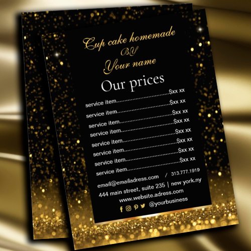 Black  Gold Price  List Service Sparkly  Flyer
