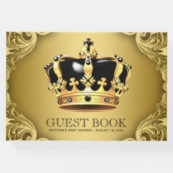 Black Gold Prince Baby Shower Event Guest Book by BabyCentral at Zazzle