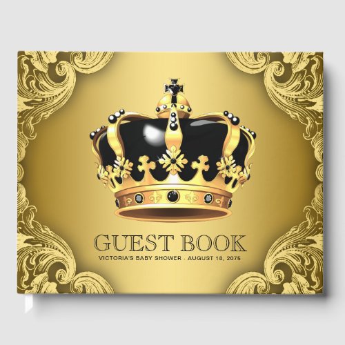 Black Gold Prince Baby Shower Event Guest Book
