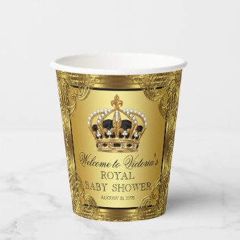 Black Gold Prince Baby Shower Paper Cups by BabyCentral at Zazzle
