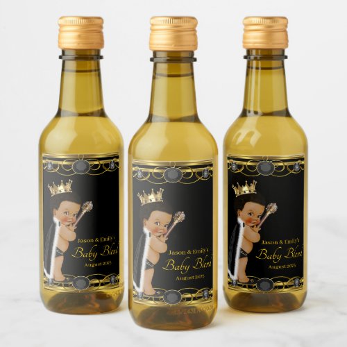 Black Gold Prince Mini Wine Bottle Labels