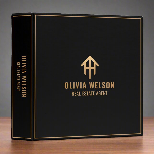 Black Gold Processional House Logo Realtor Agent 3 Ring Binder (Creator Uploaded)