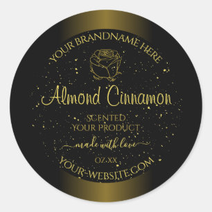 Black Gold Product Labels Glitter Sprinkles Floral