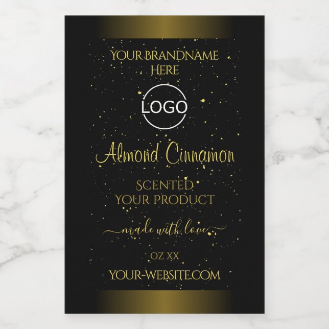 Black Gold Product Labels Glitter Sprinkles Logo (Single Label)