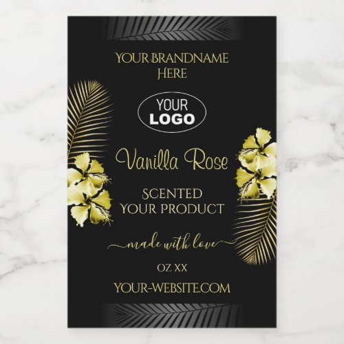Black Gold Product Labels Tropical Flowers Logo