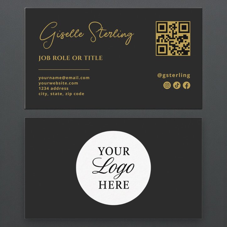 Black Gold Professional Company Logo QR Code Business Card