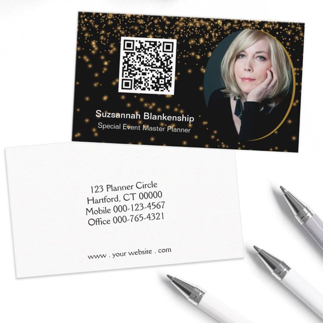 Black Gold Professional Custom Photo QR Code  Business Card (Creator Uploaded)