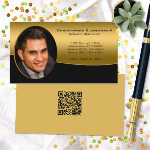 Black Gold Professional Custom Photo QR Code Business Card