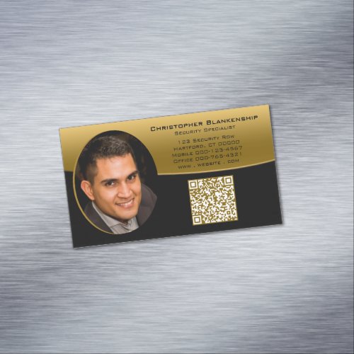 Black Gold Professional Custom Photo QR Code Business Card Magnet