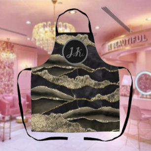 Black Gold Professional Marble Agate Glam Apron