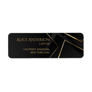 Black gold Professional Office Return Address Label