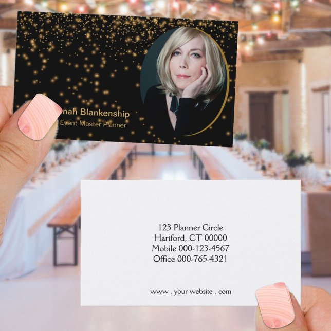 Black Gold Professional Planner Custom Photo  Business Card (Creator Uploaded)
