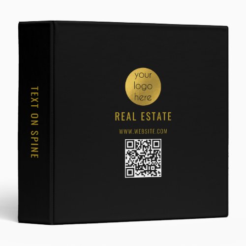 Black Gold Professional Real Estate Agent Business 3 Ring Binder