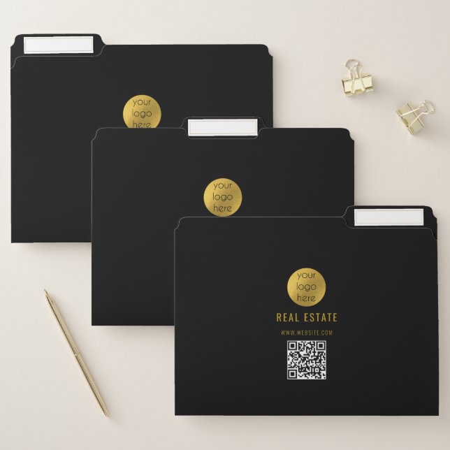 Black Gold Professional Real Estate Agent Business File Folder (Set)
